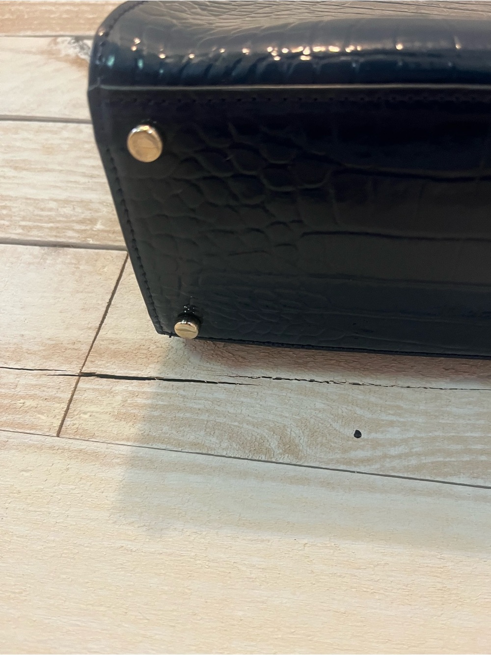 Kate Spade Knightsbridge Doris satchel navy blue patent croc embossed leather - Picture 7 of 14